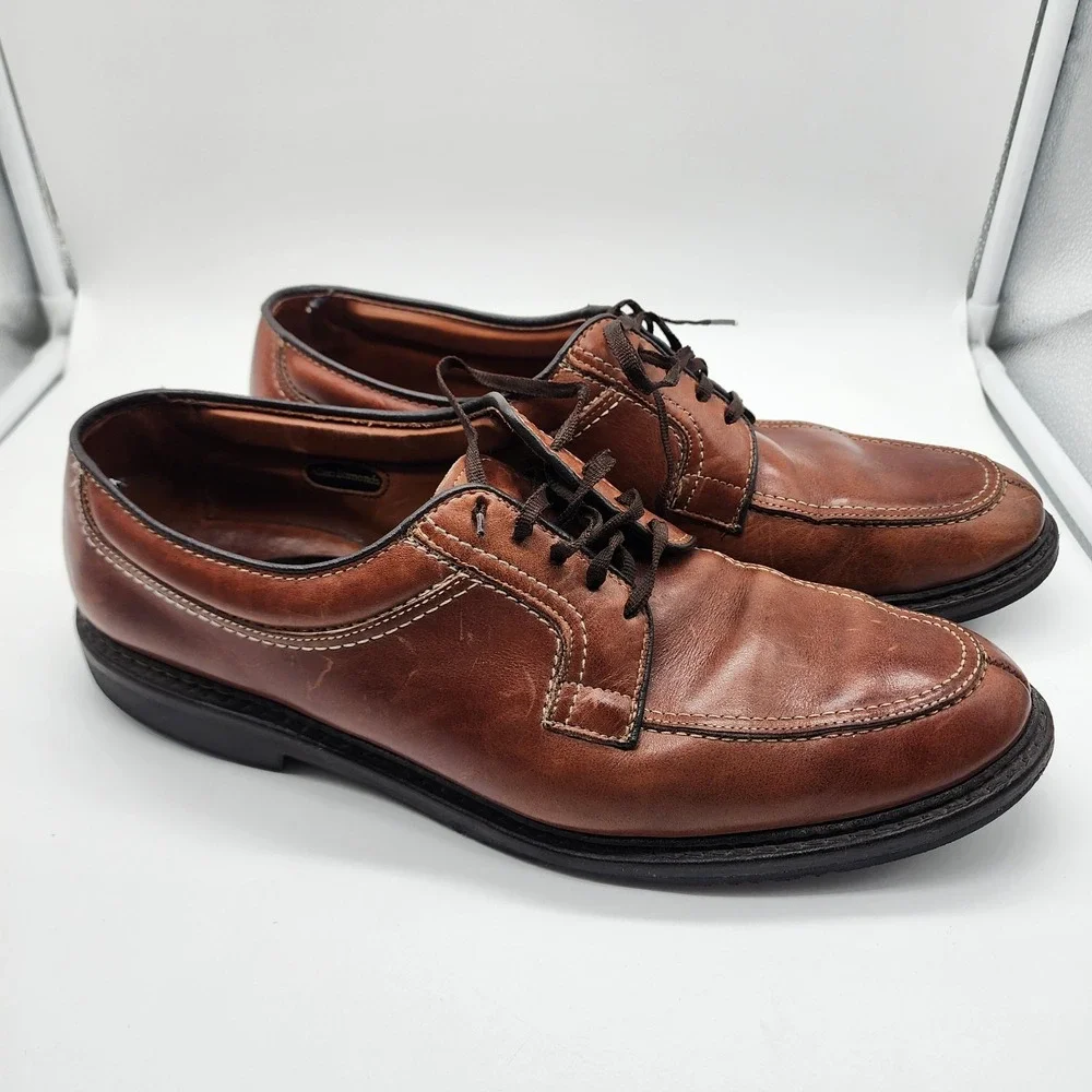 Allen Edmonds Wilbert Brown Leather Apron Toe Dress Shoes Men 12B USA Rubber Sol